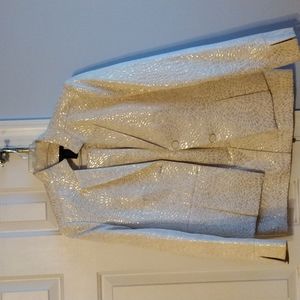 2 piece ladies dress suit with gold accents